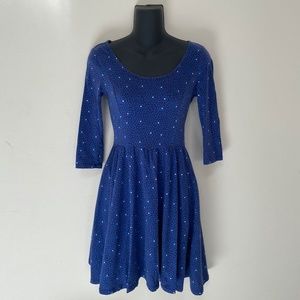 Mid-length Maxi Dress - Blue Heart Pattern - XS